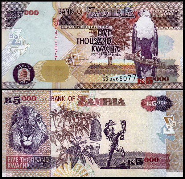 Замбия 5000 квача 2003-2012 (UNC Pick 45)