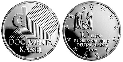 Германия, 10 евро 2002 J (PROOF) Художественная выставка в Касселе