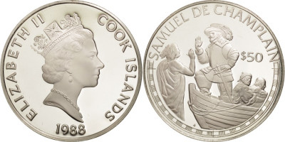 Острова Кука, 50 долларов 1988 год, Самюэль де Шамплен