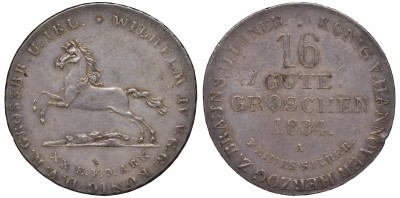 Брауншвейг-Каленберг-Ганновер 16 гутегрошен 1834 Вильгельм IV (1830-1837)