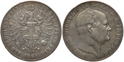 Пруссия 1 талер 1861 A, Фридрих Вильгельм IV (1840-1861)