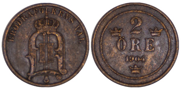Швеция, 2 эре 1904 год