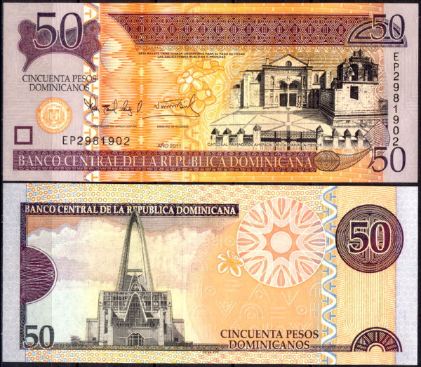 Доминикана 50 песо 2010-2013 (UNC Pick 183)