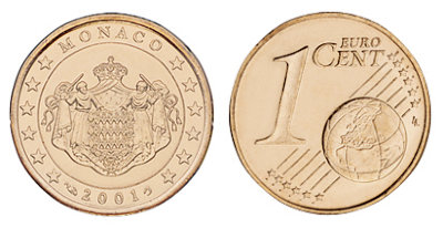Монако, 1 цент 2001 (UNC, медь)