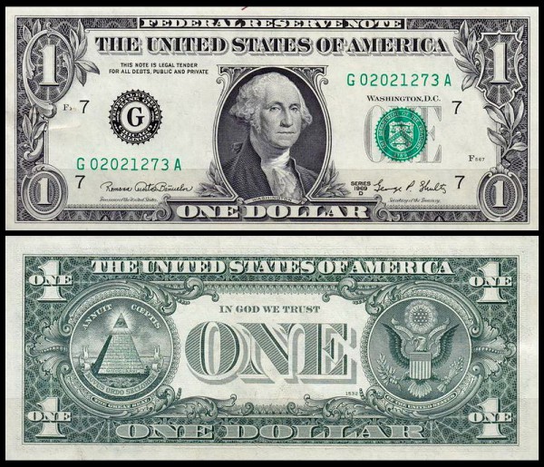 США 1 доллар 1969 D (UNC Pick 449e) 