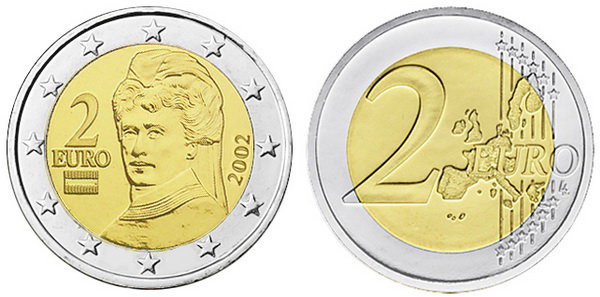 Австрия, 2 евро 2002 (UNC, биметалл)