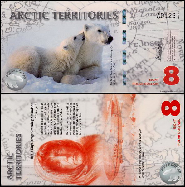 Арктические территории 8 долларов 2011 год. UNC