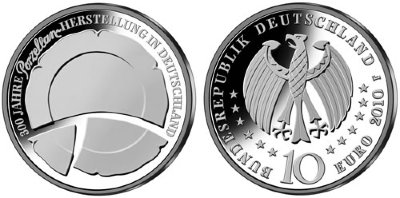 Германия, 10 евро 2010 F (PROOF) 300-летие производства фарфора в Германии