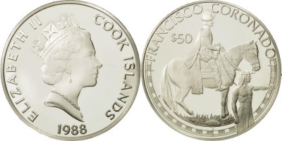 Острова Кука, 50 долларов 1988 год, Васкес де Коронадо