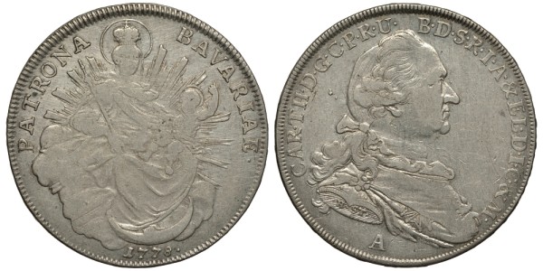 Бавария 1 талер 1778 А, Максимилиан III Иосиф (1745-1777)