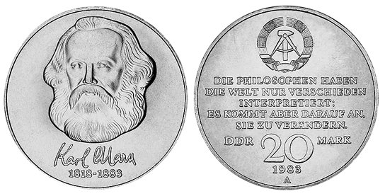 ГДР, 20 марок 1983 год, Карл Маркс