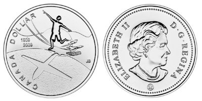 Канада, 1 доллар 2009 год, 100 лет канадской авиации