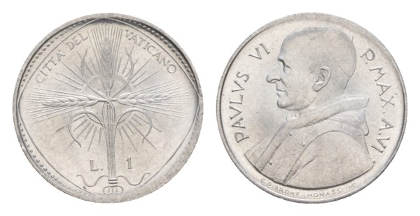 Ватикан, 1 лира 1968 год