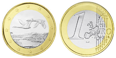 Финляндия, 1 евро 1999 (UNC, биметалл)