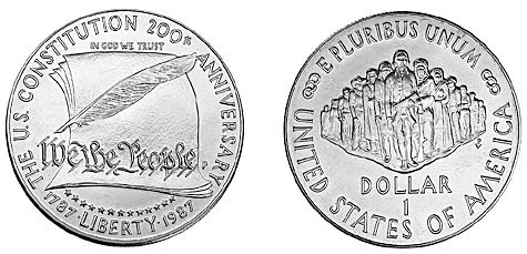 США, 1 доллар 1987 год, 200 лет подписания Конституции США