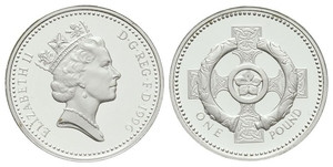 Англия, 1 фунт 1996 год, ПРУФ, Piedfort
