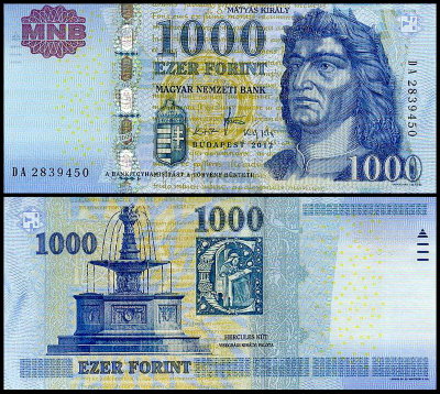 Венгрия 1000 форинтов 2009-2015 (UNC Pick 197)