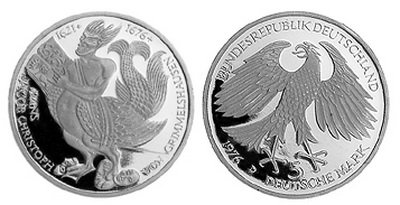 Германия, 5 марок 1976 год, Ханс Кристоф фон Гриммельсхаусен, ПРУФ