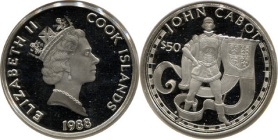 Острова Кука, 50 долларов 1988 год, Джон Кабот