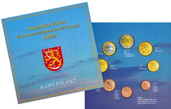 Финляндия, Набор монет 1999 года (буклет)