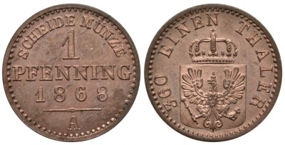 Пруссия 1 пфенниг 1868