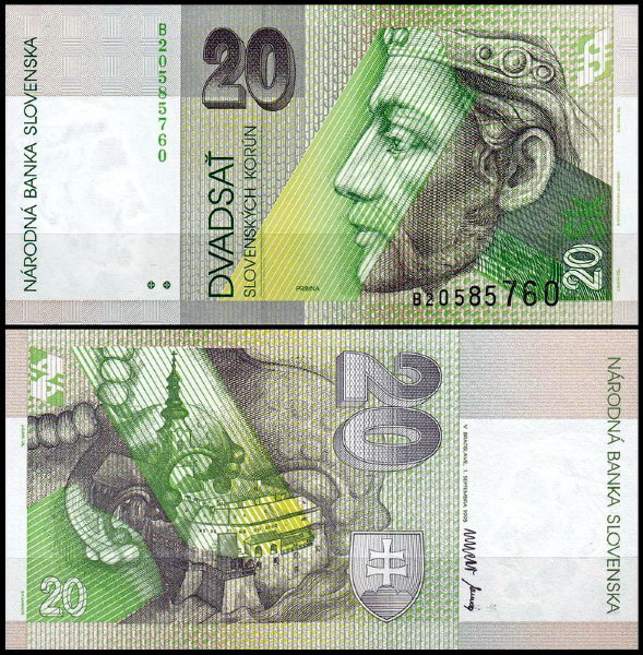 Словакия 20 крон 1993 (UNC Pick 20a)