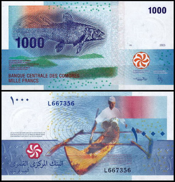 Коморские острова 1000 франков 2005 (UNC Pick 16)