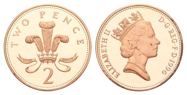 Англия, 2 пенса 1996 год