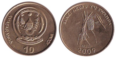 Руанда 10 франков 2009 год
