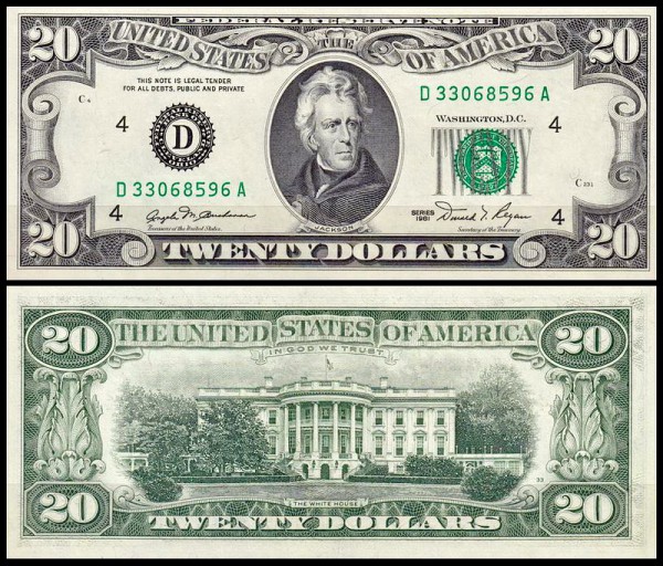 США 20 долларов 1981 (UNC Pick 471a) Federal Reserve Note