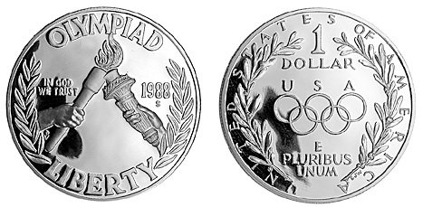 США, 1 доллар 1988 год, XXIV Олимпийские Игры в Сеуле, ПРУФ