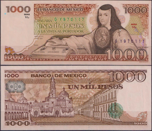 Мексика 1000 песо 1984 (UNC Pick 80b)