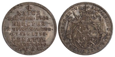 Вюрцбург 3 крейцера = 1 грош 1779 на смерть Адама Фридриха фон Зайнсхайма (1755-1779)