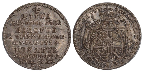 Вюрцбург 3 крейцера = 1 грош 1779 на смерть Адама Фридриха фон Зайнсхайма (1755-1779)