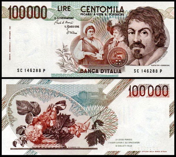 Италия 100000 лир 1983 (UNC Pick 110)