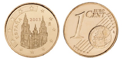 Испания, 1 цент 2003 (UNC, медь)