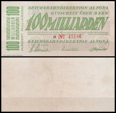 Альтона 100.000.000.000 марок 1923 (AUNC Pick S1123)