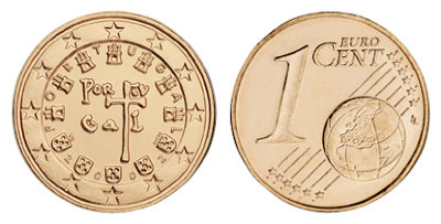 Португалия, 1 цент 2002 (UNC, медь)