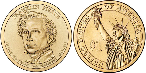 США, 1 доллар 2010 год, 14-й президент Франклин Пирс