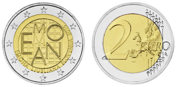 Словения, 2 евро 2015 (UNC) 2000 лет римскому поселению Эмона, стоявшему на месте Любляны