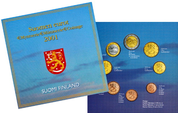 Финляндия, Набор монет 2001 года (буклет)