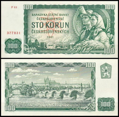 Чехословакия 100 крон 1961 (UNC Pick 91)