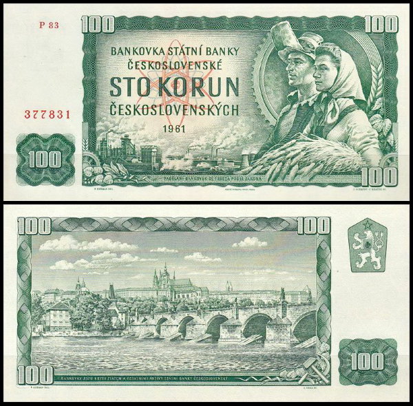 Чехословакия 100 крон 1961 (UNC Pick 91)