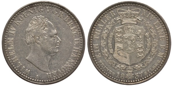 Ганновер 1 талер 1837 A, Вильгельм IV (1830-1837)