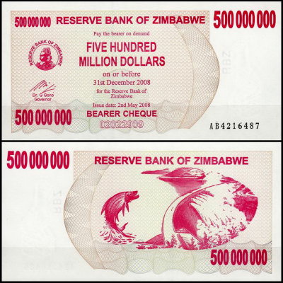 Зимбабве 500000000 долларов 2008 (UNC Pick 60)