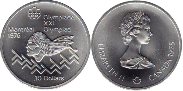 Канада, 10 долларов 1976 год, XXI летние Олимпийские Игры, Монреаль 1976 - бег с препятствиями