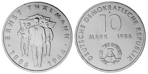 ГДР, 10 марок 1986 год, Эрнст Тельман