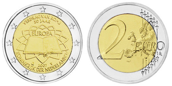 Нидерланды, 2 евро 2007 (UNC) 50-летие Римского договора о создании ЕЭС