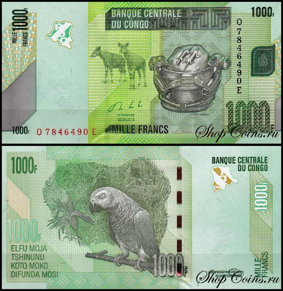ДP Конго 1000 франков 2013 (UNC Pick 101b)