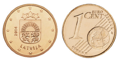 Латвия, 1 цент 2014 (UNC, медь)